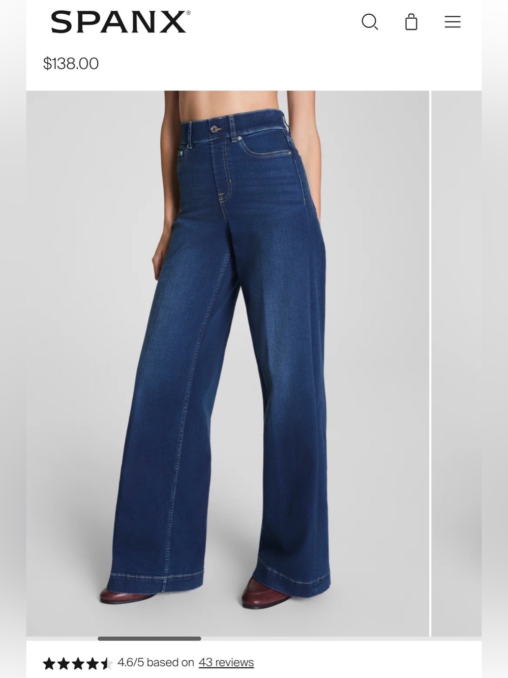 SPANX Raw Indigo Wide-Leg Jeans